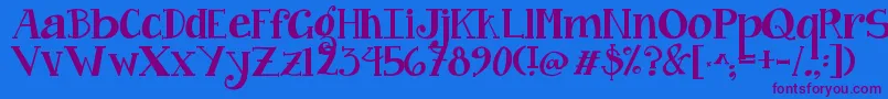 Шрифт Jandacurlygirlchunky – фиолетовые шрифты на синем фоне