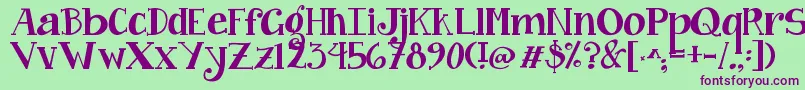 Jandacurlygirlchunky Font – Purple Fonts on Green Background