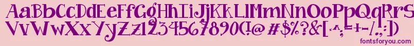 Jandacurlygirlchunky-Schriftart – Violette Schriften auf rosa Hintergrund