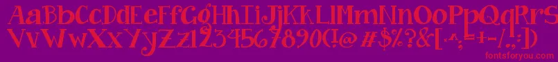 Jandacurlygirlchunky-Schriftart – Rote Schriften auf violettem Hintergrund