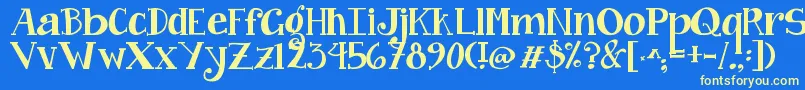 Jandacurlygirlchunky Font – Yellow Fonts on Blue Background