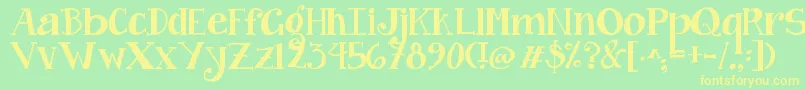 Police Jandacurlygirlchunky – polices jaunes sur fond vert