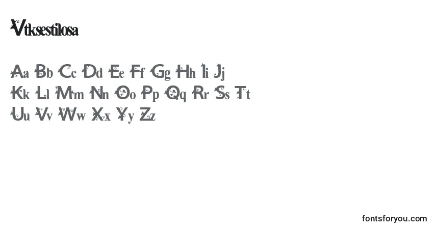 Czcionka Vtksestilosa – alfabet, cyfry, specjalne znaki