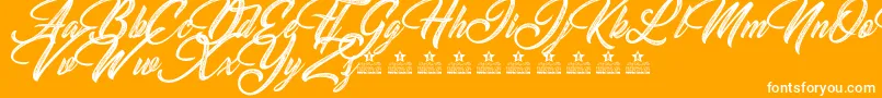 SouthGardensPersonalUse-Schriftart – Weiße Schriften auf orangefarbenem Hintergrund