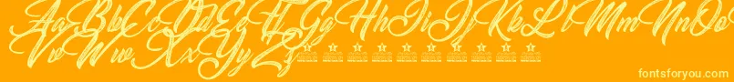 SouthGardensPersonalUse-Schriftart – Gelbe Schriften auf orangefarbenem Hintergrund