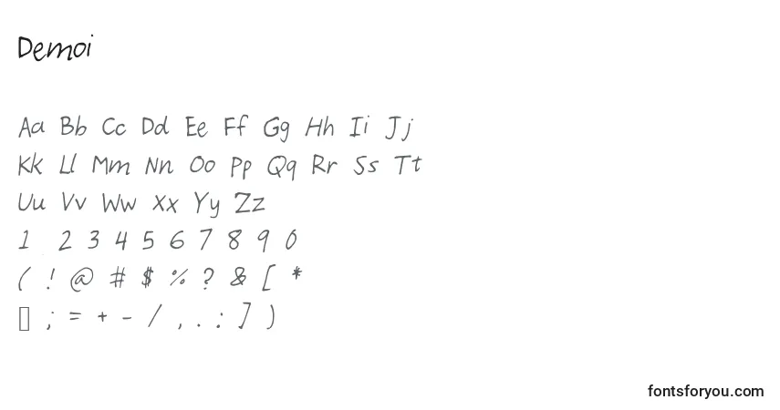 A fonte Demoi – alfabeto, números, caracteres especiais