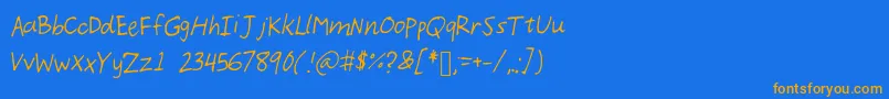 Demoi-Schriftart – Orangefarbene Schriften auf blauem Hintergrund