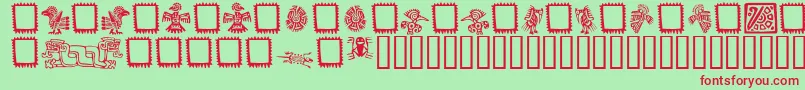 フォントMexicanOrnaments – 赤い文字の緑の背景