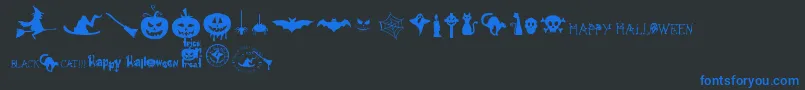 FreakyHalloween Font – Blue Fonts on Black Background