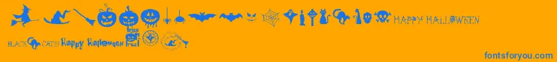 FreakyHalloween Font – Blue Fonts on Orange Background