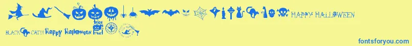 Шрифт FreakyHalloween – синие шрифты на жёлтом фоне