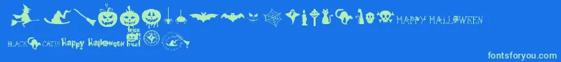 FreakyHalloween Font – Green Fonts on Blue Background