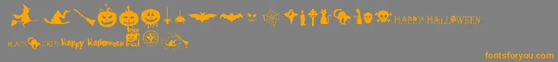 Saiba mais sobre a fonte FreakyHalloween Fonte FreakyHalloween – fontes laranjas em um fundo cinza