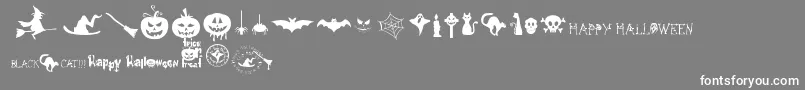 FreakyHalloween-Schriftart – Weiße Schriften auf grauem Hintergrund