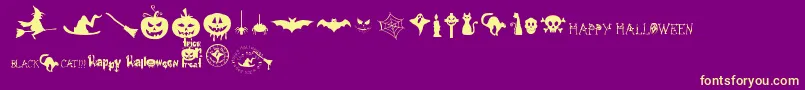 FreakyHalloween-Schriftart – Gelbe Schriften auf violettem Hintergrund