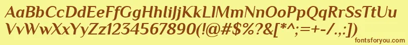 フォントPhilosopher ffy – 茶色の文字が黄色の背景にあります。