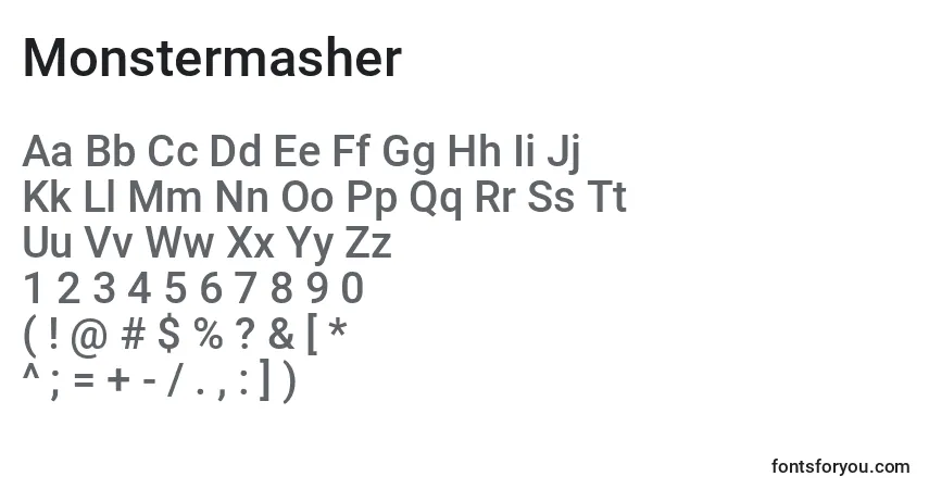 Schriftart Monstermasher – Alphabet, Zahlen, spezielle Symbole