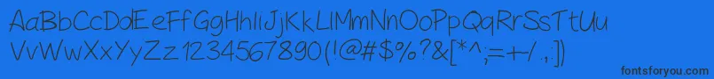 PeaxHandwritinglight-Schriftart – Schwarze Schriften auf blauem Hintergrund