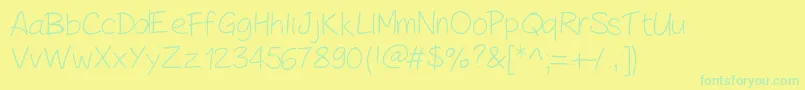 Fonte PeaxHandwritinglight – fontes verdes em um fundo amarelo
