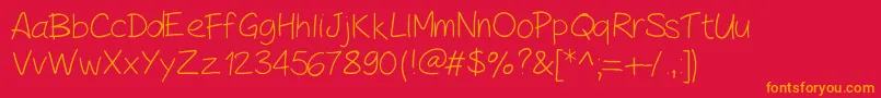 PeaxHandwritinglight-Schriftart – Orangefarbene Schriften auf rotem Hintergrund