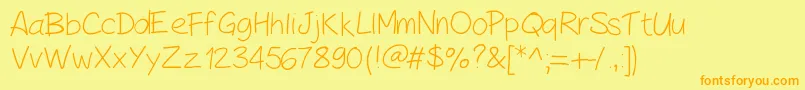 PeaxHandwritinglight Font – Orange Fonts on Yellow Background