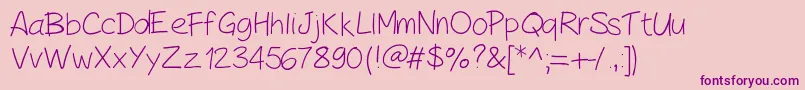 PeaxHandwritinglight Font – Purple Fonts on Pink Background