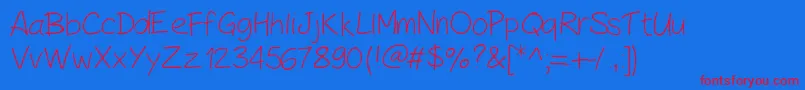 PeaxHandwritinglight Font – Red Fonts on Blue Background