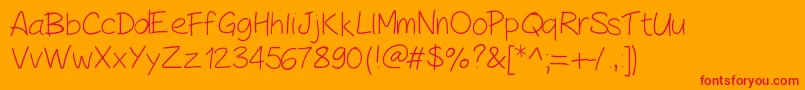 PeaxHandwritinglight-Schriftart – Rote Schriften auf orangefarbenem Hintergrund