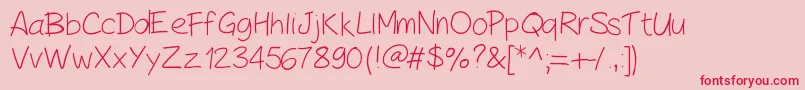 PeaxHandwritinglight Font – Red Fonts on Pink Background