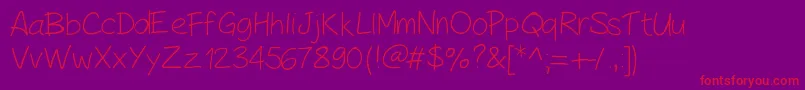 PeaxHandwritinglight Font – Red Fonts on Purple Background