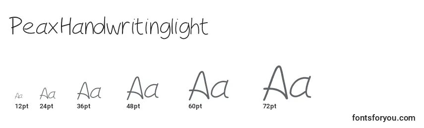 Размеры шрифта PeaxHandwritinglight