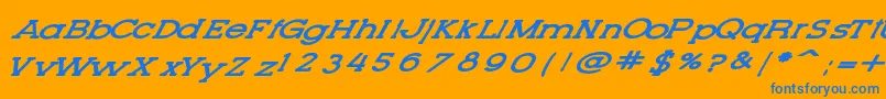 Czcionka LetteringSetNew – niebieskie czcionki na pomarańczowym tle