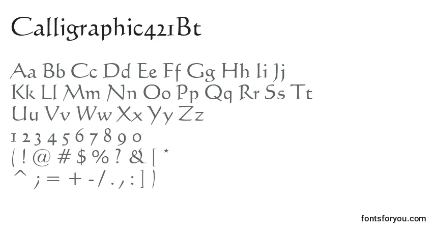 Czcionka Calligraphic421Bt – alfabet, cyfry, specjalne znaki