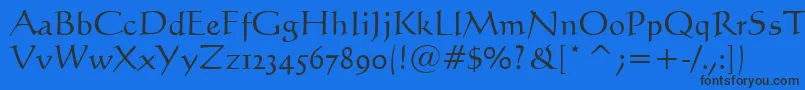 フォントCalligraphic421Bt – 黒い文字の青い背景