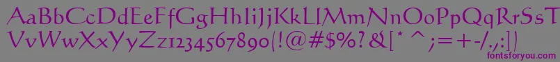 フォントCalligraphic421Bt – 紫色のフォント、灰色の背景