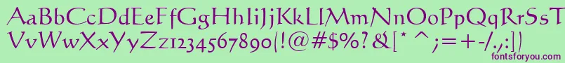 Fonte Calligraphic421Bt – fontes roxas em um fundo verde