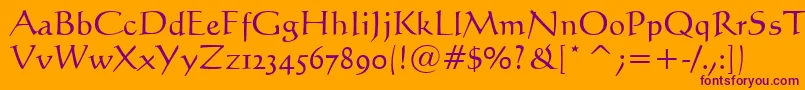Fonte Calligraphic421Bt – fontes roxas em um fundo laranja