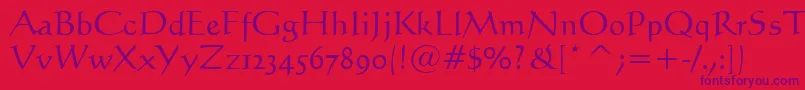 Calligraphic421Bt-Schriftart – Violette Schriften auf rotem Hintergrund