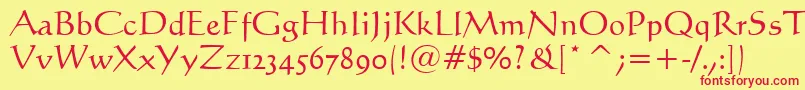 Fonte Calligraphic421Bt – fontes vermelhas em um fundo amarelo