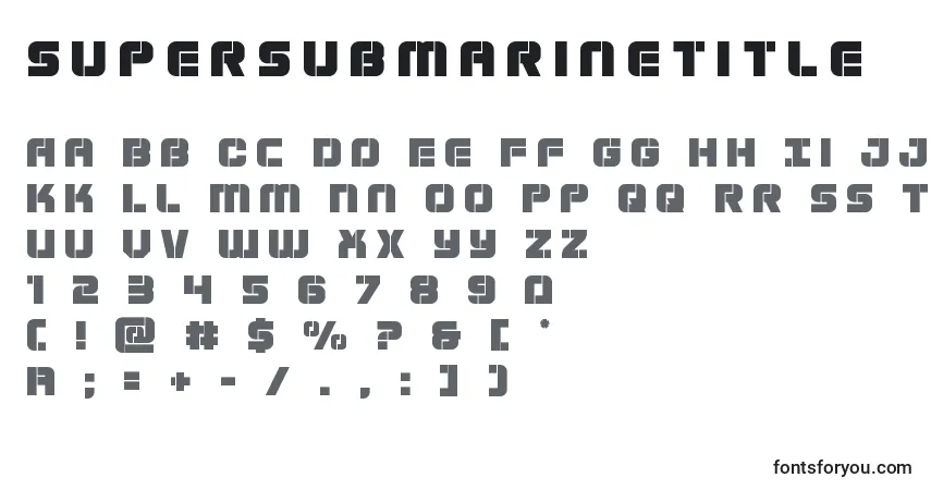 A fonte Supersubmarinetitle – alfabeto, números, caracteres especiais