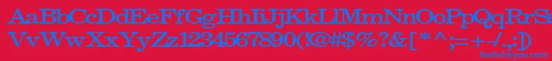 Fastpardontype32Bold-Schriftart – Blaue Schriften auf rotem Hintergrund