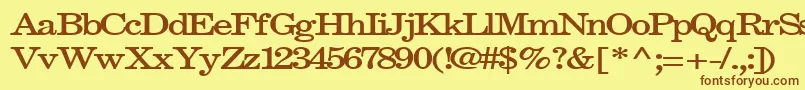 フォントFastpardontype32Bold – 茶色の文字が黄色の背景にあります。