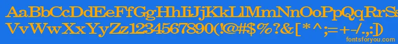 フォントFastpardontype32Bold – オレンジ色の文字が青い背景にあります。