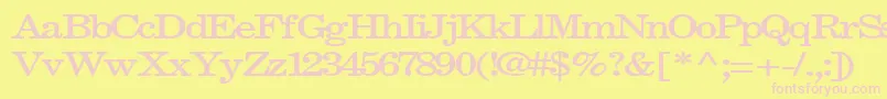 Fastpardontype32Bold-Schriftart – Rosa Schriften auf gelbem Hintergrund