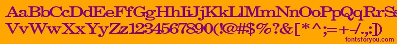 Fastpardontype32Bold-fontti – violetit fontit oranssilla taustalla