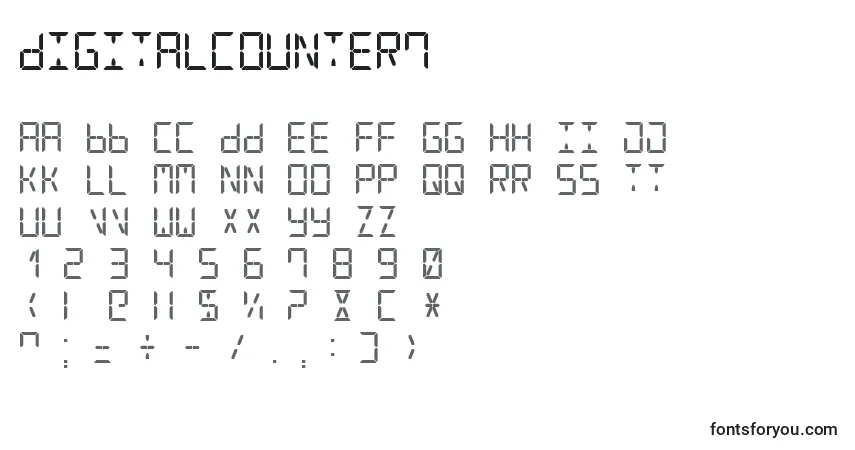 Schriftart DigitalCounter7 – Alphabet, Zahlen, spezielle Symbole