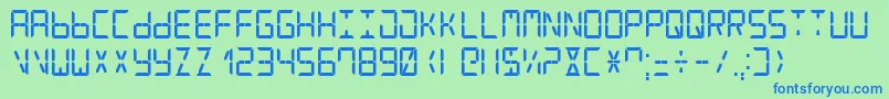 DigitalCounter7-fontti – siniset fontit vihreällä taustalla