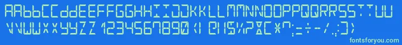 Czcionka DigitalCounter7 – zielone czcionki na niebieskim tle