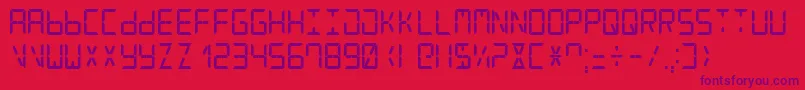 フォントDigitalCounter7 – 赤い背景に紫のフォント
