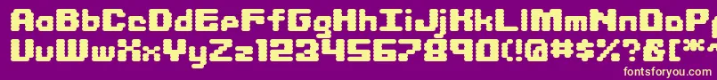 Librit-Schriftart – Gelbe Schriften auf violettem Hintergrund